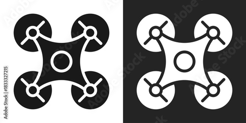 Drone Tech Icon In Black And White Glyph Style