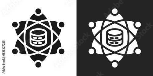Data Science Hub Icon In Black And White Glyph Style