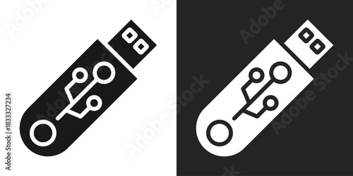 Usb Drive Icon In Black And White Glyph Style