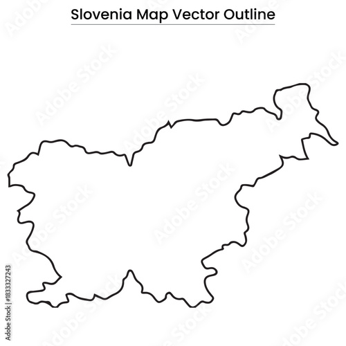 Slovenia Map Vector Outline Editable Country Silhouette with Regional Borders