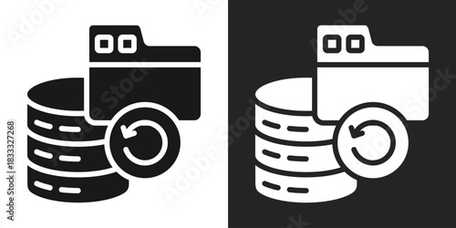 Data Backup Icon In Black And White Glyph Style