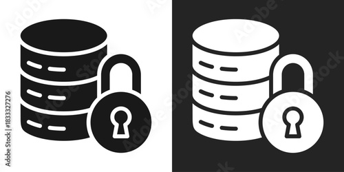 Data Security Icon In Black And White Glyph Style