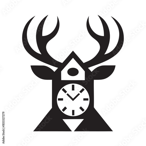 Geometric Deer Clock Mark Modern Wildlife Emblem