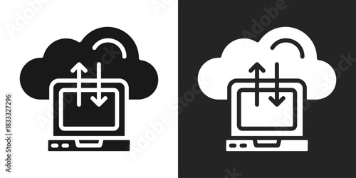 Cloud Sync Icon In Black And White Glyph Style