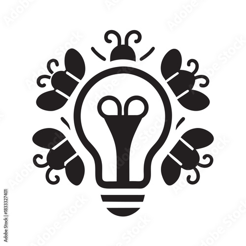 Buzzing Bulb Emblem Bright Idea Design