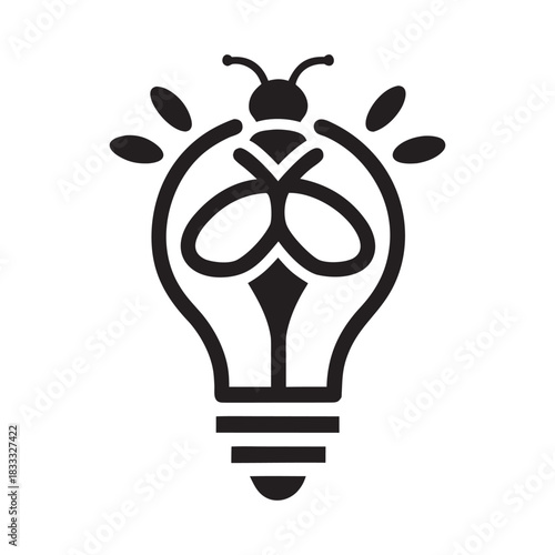 Bee Lightbulb Emblem Innovative Bright Design