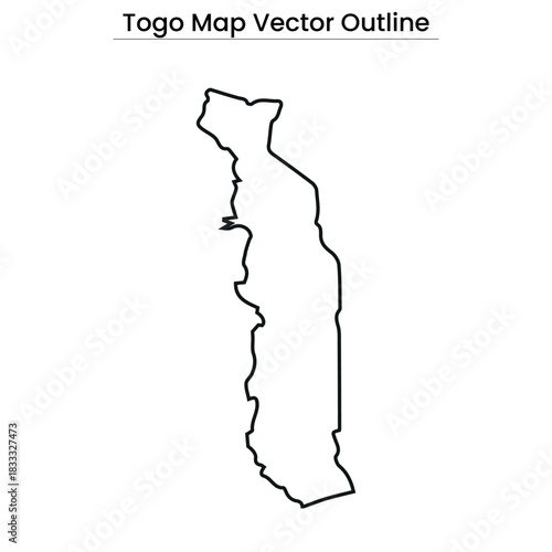 Togo Map Vector Outline Editable Country Silhouette with Regional Borders