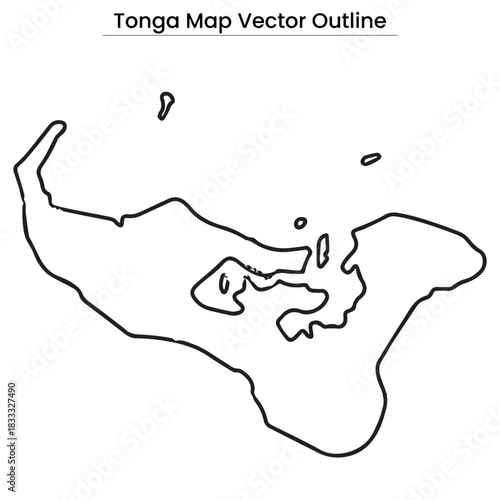 Tonga Map Vector Outline Editable Country Silhouette with Island Borders