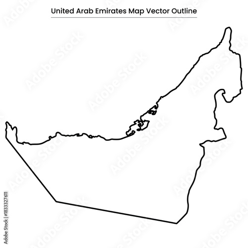 United Arab Emirates Map Vector Outline Editable Country Silhouette with Emirate Borders