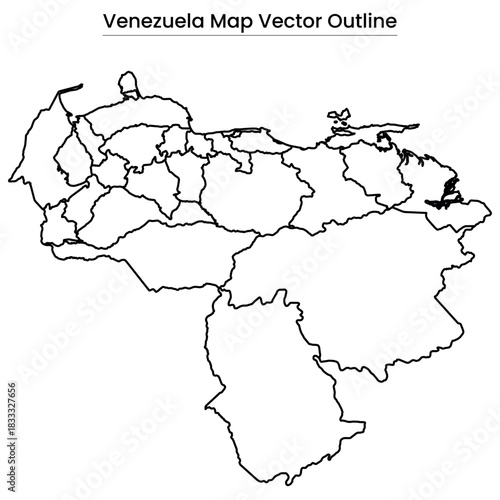 Venezuela Map Vector Outline Editable Country Silhouette with State Borders