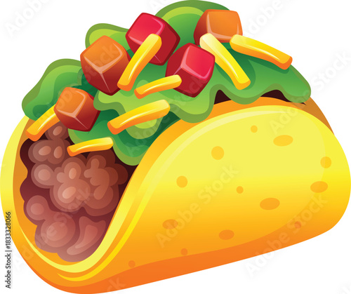 taco cartoon traditional mexican food