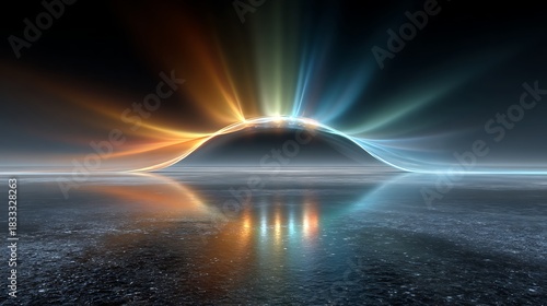Radiant Abstract Horizon with Light Rays and Reflection