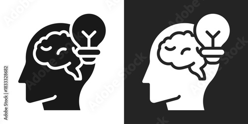 Knowledge Icon In Black And White Glyph Style