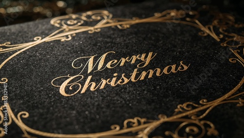 Merry Christmas Greeting Card Design With Elegant Gold Lettering on Textured ...