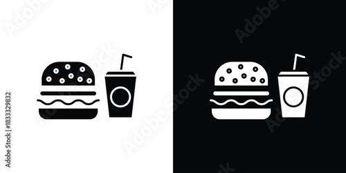 Hamburger soda icons. Vector Template Illustration Symbol Pixels Perfect
