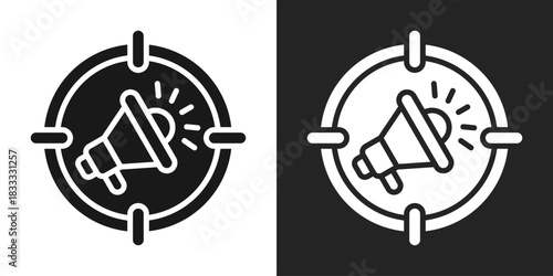 Target Marketing Icon In Black And White Glyph Style