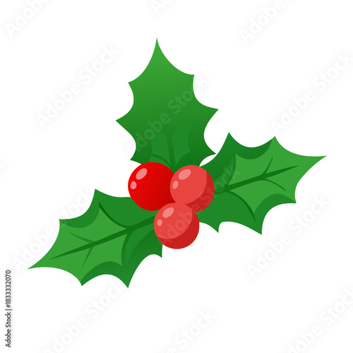 Holly Icon – Christmas Leaf and Berry Symbol
