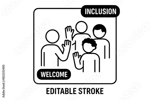 Diverse group of people raising hands in a gesture of welcome and inclusion