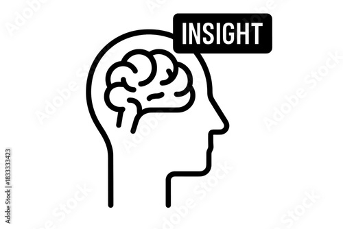 Human head profile with visible brain structure symbolizing insight and intelligence
