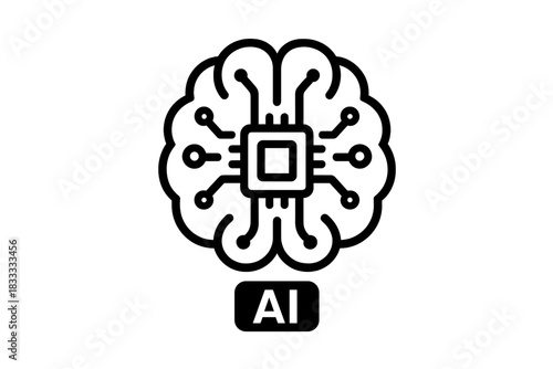 Conceptual symbol of digital brain processing power and advanced machine learning technology
