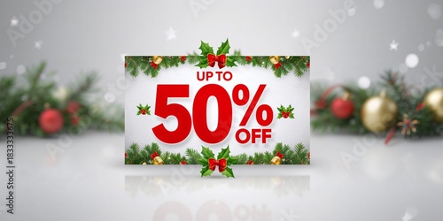 Festive Promotion With a Red Sign Held by a Person During the Holiday Season