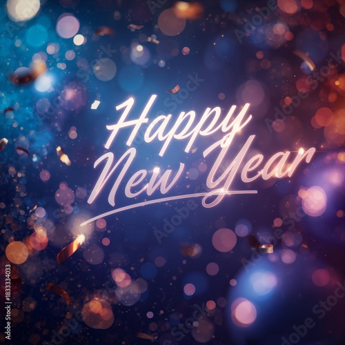 Celebrate the Arrival of a New Year With Confetti and Colorful Lights in a Fe...