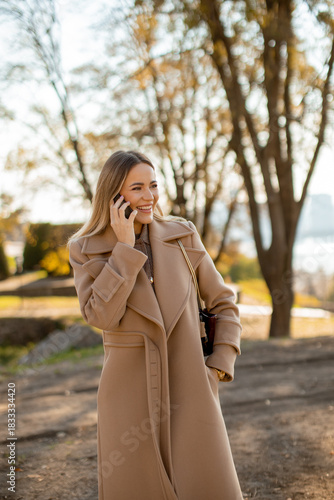 Woman smiling while talking...