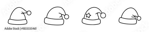 Stylized Santa hat icons for Christmas and festive design.
