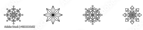 Stylized snowflake icons for winter and festive design.