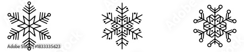 Stylized snowflake icons for winter and festive design.
