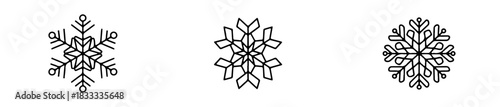 Stylized snowflake icons for winter and festive design.