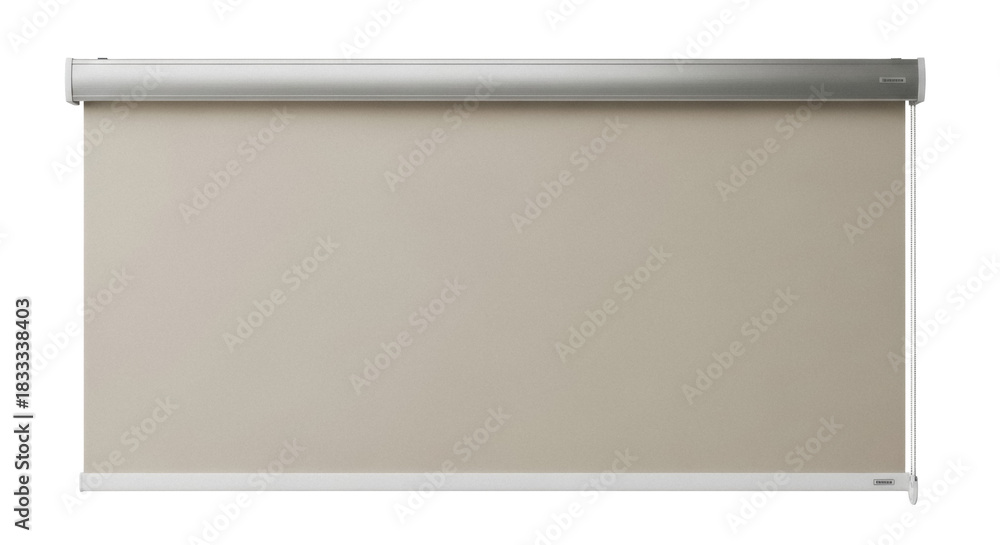 Fototapeta premium Beige roller blind PNG isolated on transparent background, window covering for home decor and interior design
