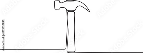 Simple continuous line drawing of a hammer designed in a minimalist style. One line icon. Continuous line hammer icon. one line Icon drawing