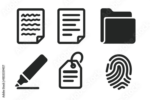 Time Capsule Icons. Line style icons of Time Capsule Curation: handwritten diary page, printed essay, preservation folder,