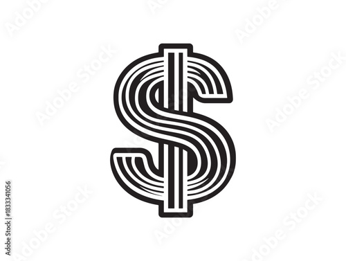 Minimalist 2D Vector Line Art Money Signs Concept Illustration For Financial Business And Economic Themes