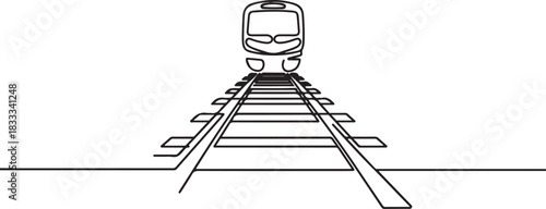 Continuous line vector illustration of a railway track. one line train. one line Icon drawing