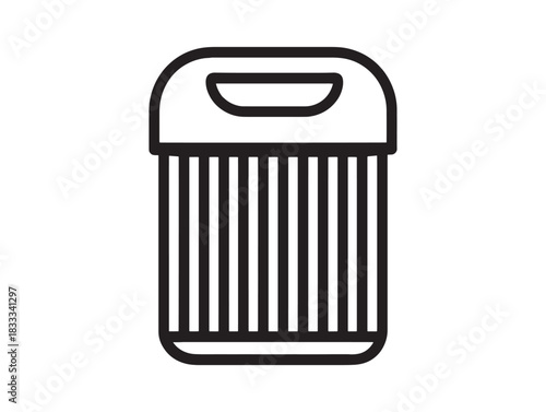 Minimalist 2D vector paper shredder icon line art illustration for office document security