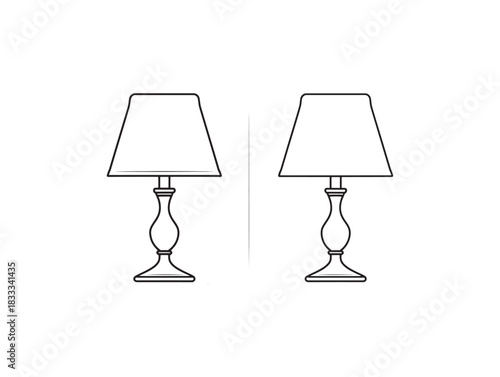 Minimalist lamp 2D vector line art design showcasing elegant simplicity and modern balanced lighting