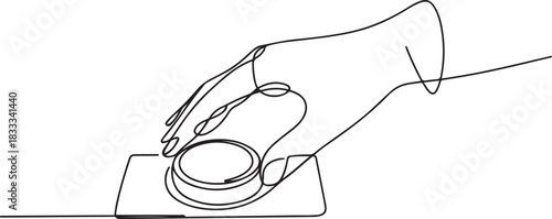Minimalist continuous one line drawing of a hand adjusting a control knob to its maximum setting. Simple and modern illustration concept for power. one line Icon drawing