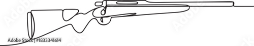 continuous line of rifle.one line drawing of rifle. single line vector illustration of firearm. line art of rifle for hunting. one line Icon drawing