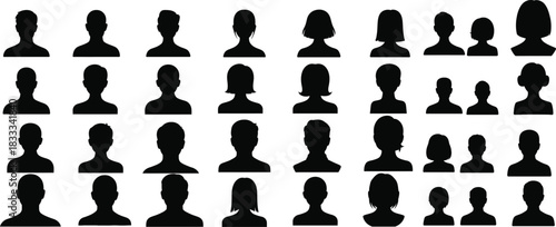 Set of diverse people profile icons simple flat vector design element for web and mobile apps isolated on white background