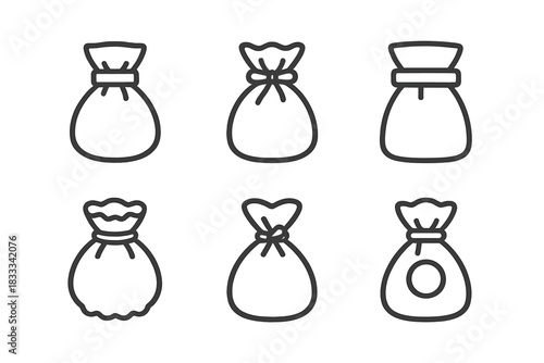 Edible Sealing Icons. Line style icons of edible product sealing: starch tape, sugar thread, caramel band, flavored gelatin seal,