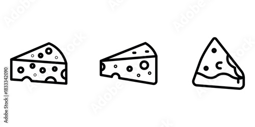 cheese outline or line icon design bundle.
