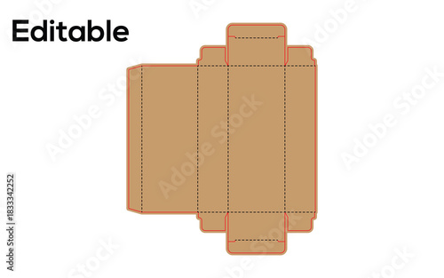 Editable cardboard box template die cut layout for packaging