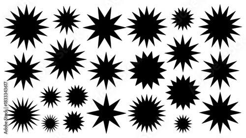 Bold starburst design elements creating dynamic, eye-catching patterns for modern celebrations, promotions and festive marketing materials. originally vector