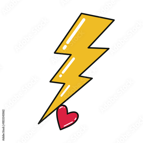 Free Download Isolated Lightning Bolt Striking Heart Doodle Icon Symbol for Romantic Design - GFXLoad