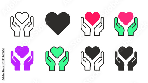 Spread love and kindness with these heart icons, perfect for Valentine's Day, charity campaigns, or expressing affection with vector simplicity