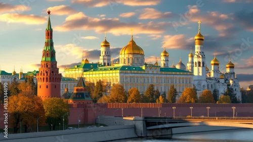 Kremlin palace architecture in light sky 