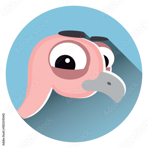 Ostrich cartoon circle icon