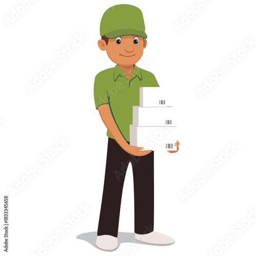 Parcel delivery man cartoon